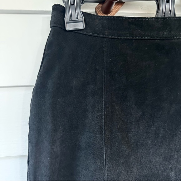 VINTAGE Bagatelle Black Leather Midi Skirt - Picture 3 of 6